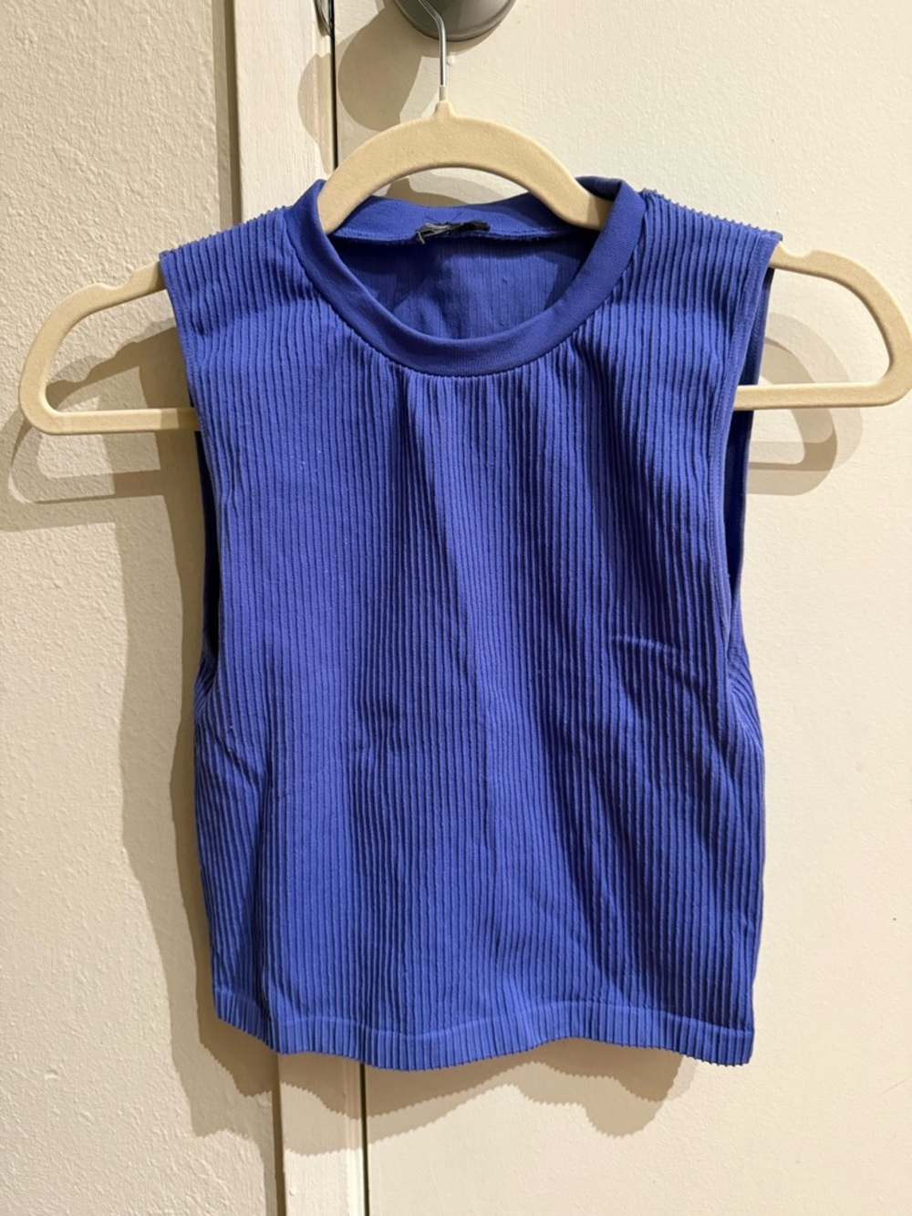 Sleeveless Ribbed Crop Top - Purple/Blue